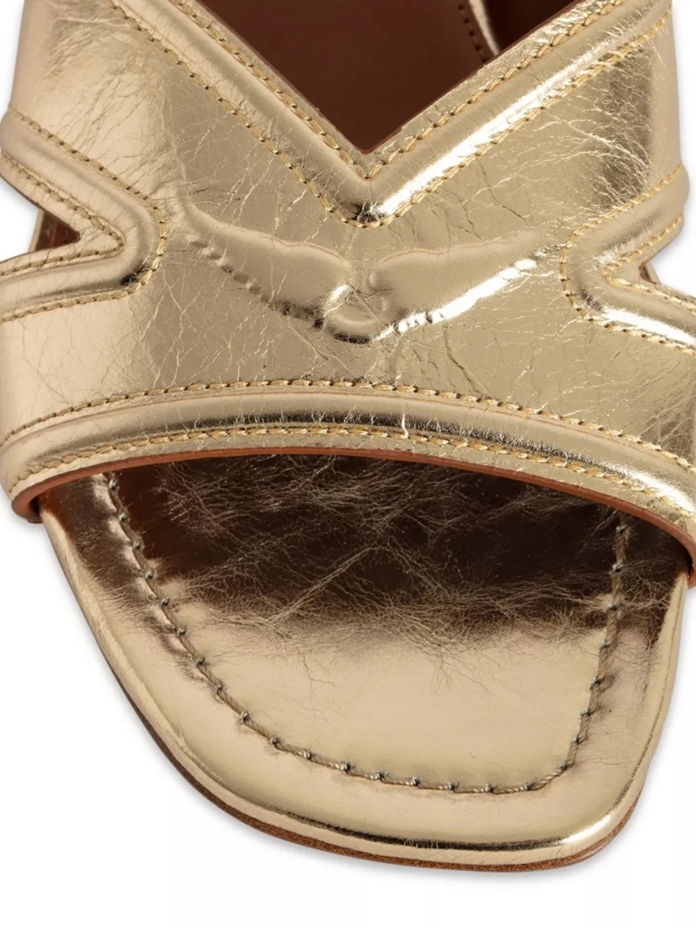 NIB | Zadig & Voltaire | Women's Azora Gold Metallic Leather Slide Sandal - Picture 4 of 12